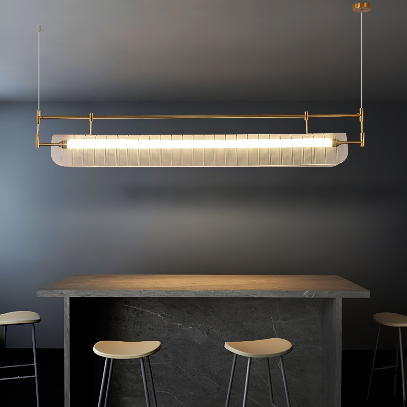 NovaLine Linear Strip Chandelier in Modern Metal Finish - OpalDwell