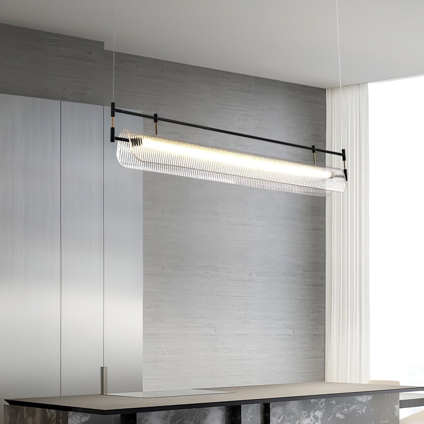 NovaLine Linear Strip Chandelier in Modern Metal Finish - OpalDwell