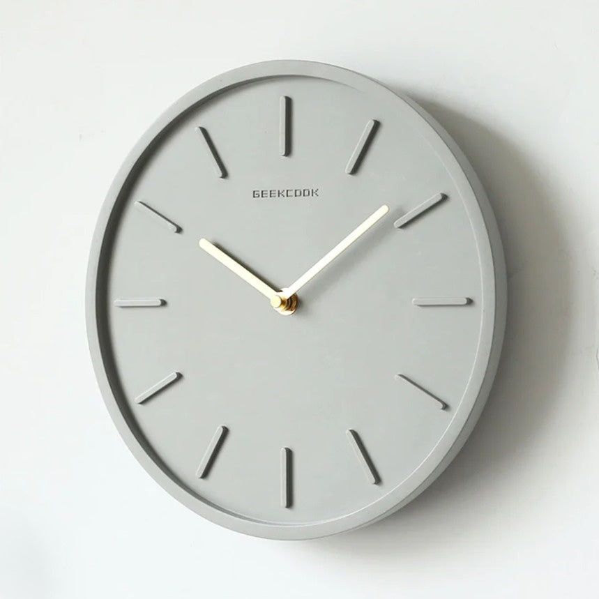 Fjordline Nordic Cement Wall Clock With Metal Pendant - OpalDwell