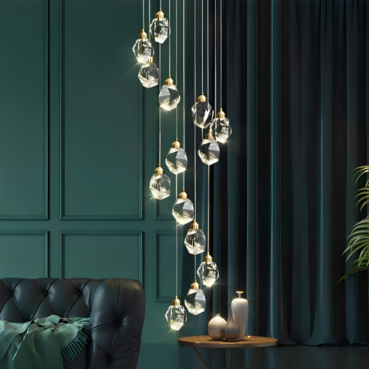 Astrae | Spiral Crystal Droplet Elegant Pendant Chandelier - OpalDwell