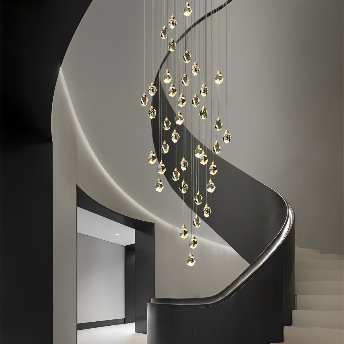 Astrae | Spiral Crystal Droplet Elegant Pendant Chandelier - OpalDwell