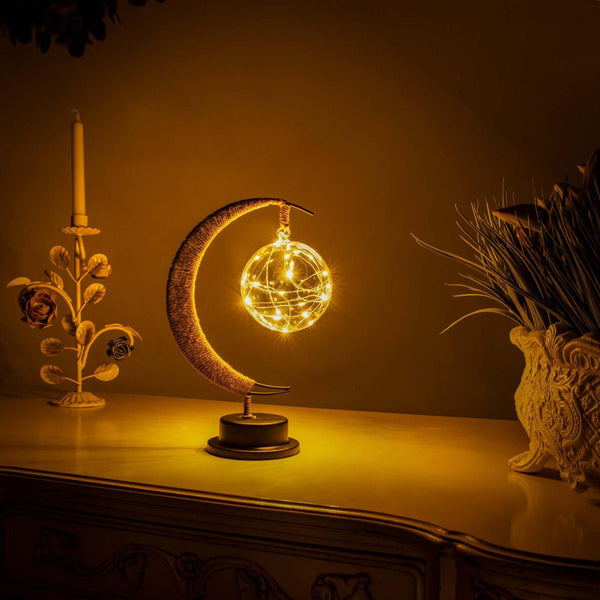 AsteriGlow Glass Moon Lamp Warm Ambient Moonlight Glow - OpalDwell