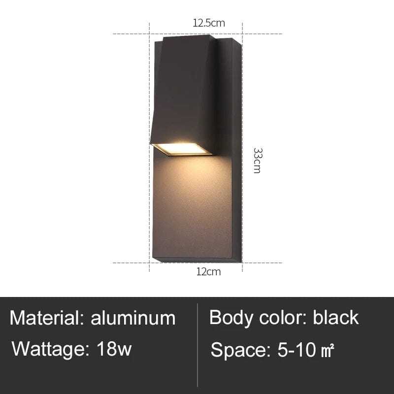 Kirrea Vintage Black Waterproof Outdoor LED Wall Sconce 18W - OpalDwell
