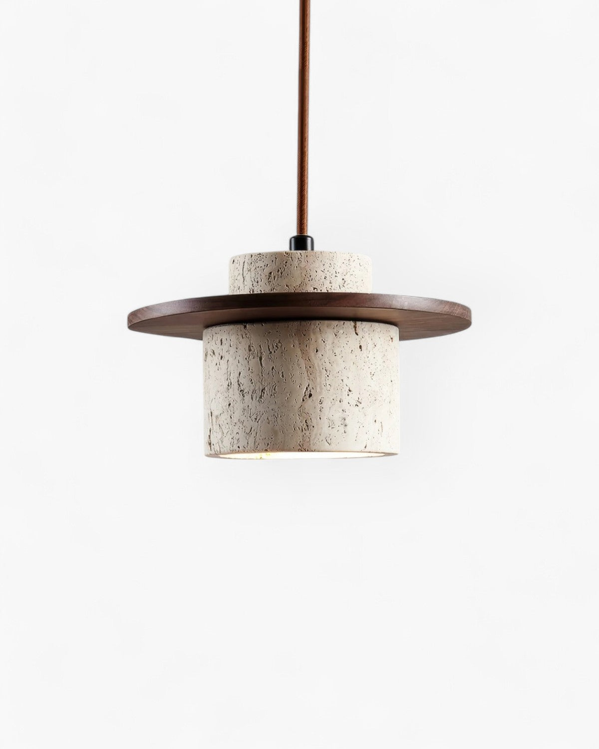 Terryn Pendant Light Travertine And Walnut Natural Glow - OpalDwell