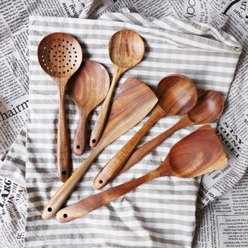 Hearthwood Teak Kitchen Utensils Set | OpalDwell - OpalDwell