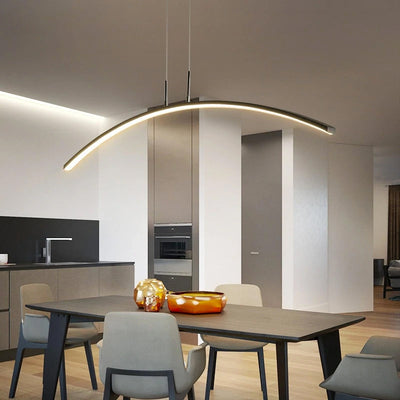 LumenNova Curve Pendant Lamp With Warm Ambient LED Glow - OpalDwell