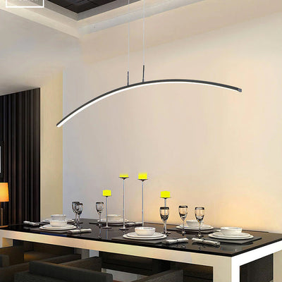LumenNova Curve Pendant Lamp With Warm Ambient LED Glow - OpalDwell