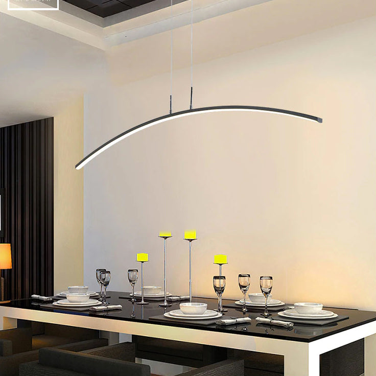 LumenNova Curve Pendant Lamp With Warm Ambient LED Glow - OpalDwell