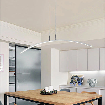 LumenNova Curve Pendant Lamp With Warm Ambient LED Glow - OpalDwell