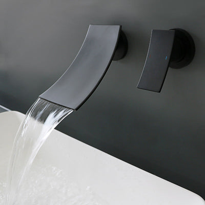 Sleek Single Lever Wall Mounted Waterfall Faucet for Bathroom Sink | OpalDwell OpalDwell