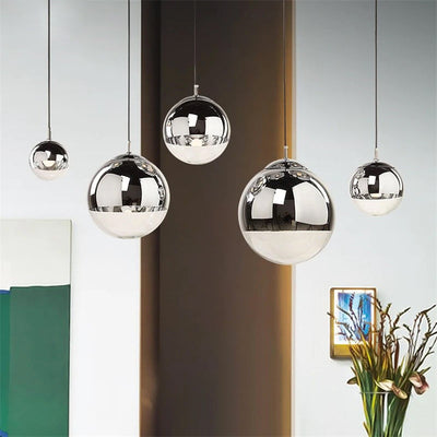 LumaOrb Glass Pendant Light Silver and Clear Spheres OpalDwell