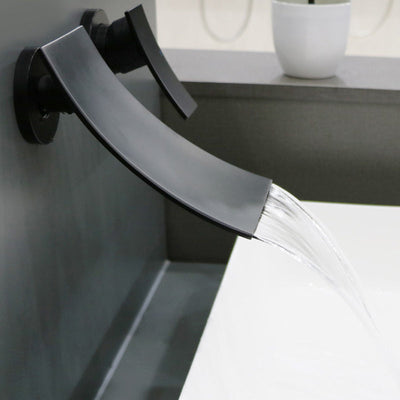 Sleek Single Lever Wall Mounted Waterfall Faucet for Bathroom Sink | OpalDwell OpalDwell