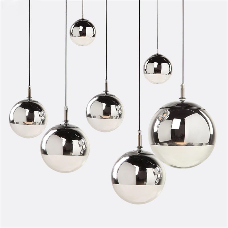 LumaOrb Glass Pendant Light Silver and Clear Spheres OpalDwell