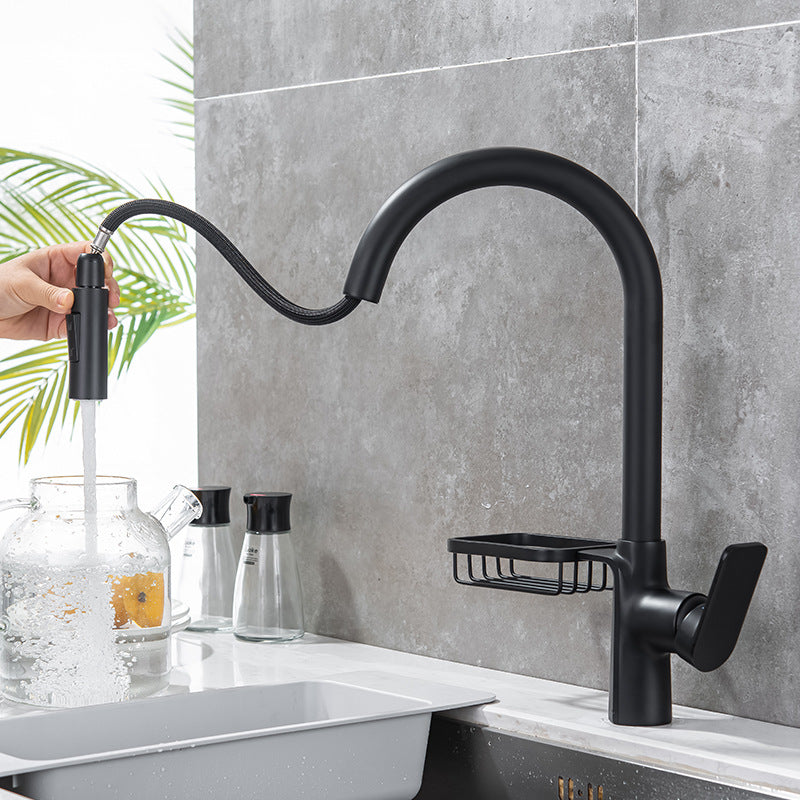 Single-Lever Kitchen Faucet With Pull-Down Sprayer, Hot And Cold | OpalDwell OpalDwell