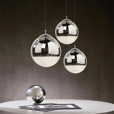 LumaOrb Glass Pendant Light Silver and Clear Spheres OpalDwell