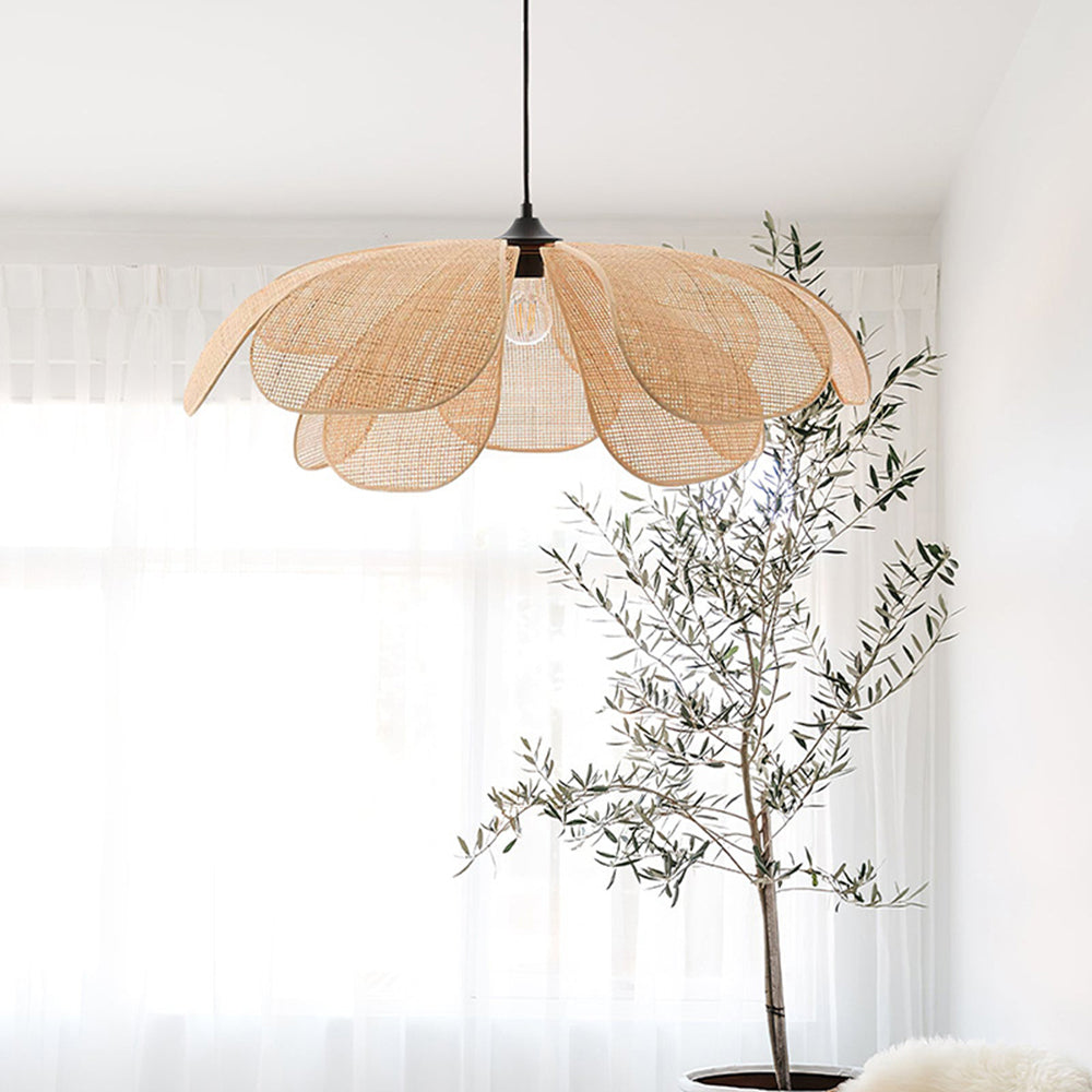 LumaNook Reed Wicker Pendant Light for Cozy Bedroom - OpalDwell