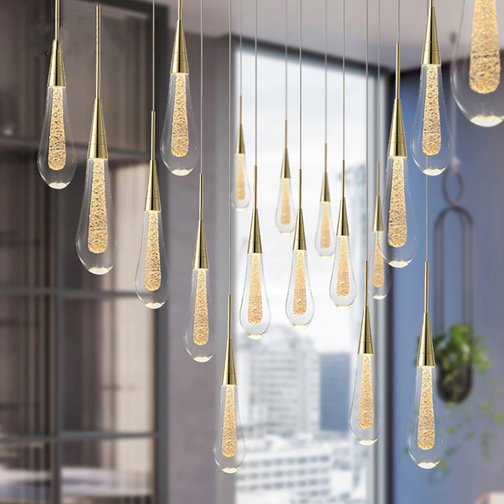DrizzleDrop Pendant Light by Luneo with LED Drops Ambient OpalDwell