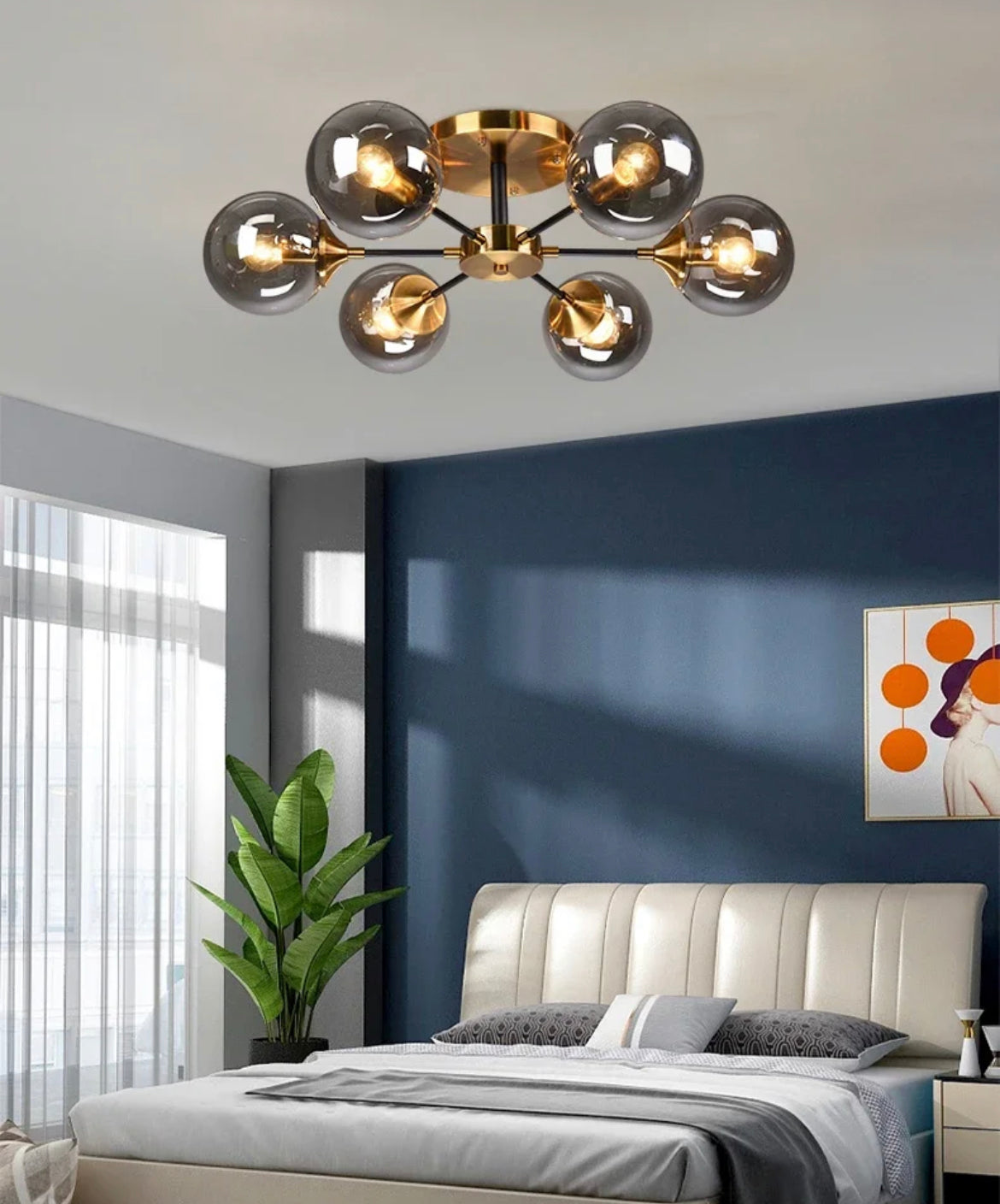 Glass Globe Chandelier in Jade OpalDwell