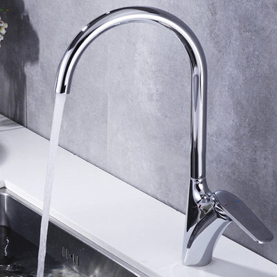 Brushed Deck-Mounted Kitchen Mixer Tap With Swivel Spout | OpalDwell - OpalDwell