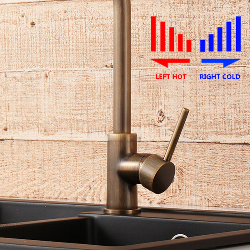 Antique Bronze Single Handle Brass Kitchen Faucet With Smooth Operation OpalDwell