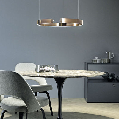 LyraHalo Round LED Pendant Light With Metal Construction For Living And Dining OpalDwell