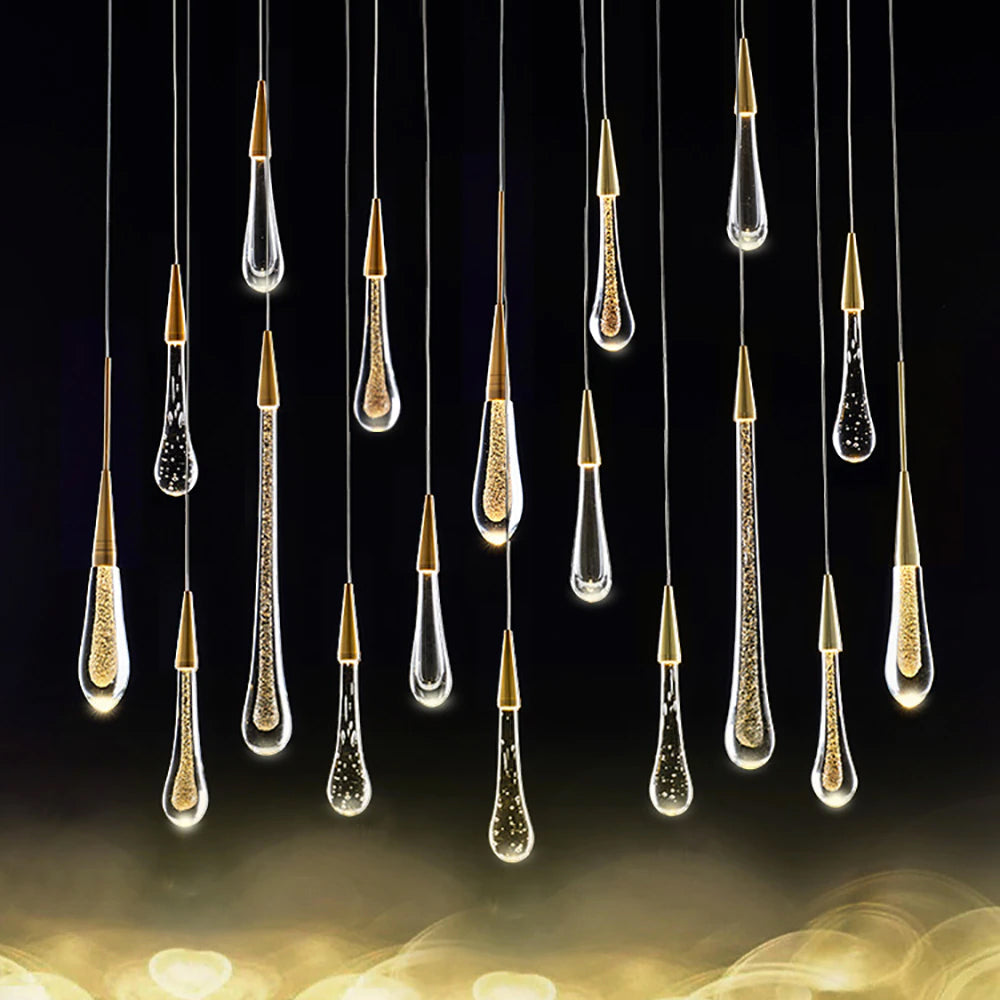 DrizzleDrop Pendant Light by Luneo with LED Drops Ambient OpalDwell
