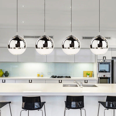 LumaOrb Glass Pendant Light Silver and Clear Spheres OpalDwell