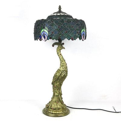 Aurena Tiffany-Style Table Lamp With Colorful Dome Shade - OpalDwell