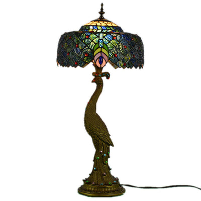 Aurena Tiffany-Style Table Lamp With Colorful Dome Shade - OpalDwell