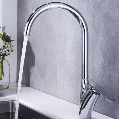 Brushed Deck-Mounted Kitchen Mixer Tap With Swivel Spout | OpalDwell - OpalDwell