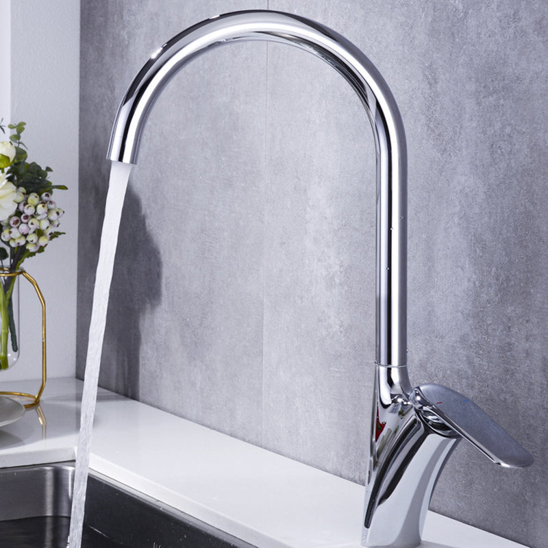 Brushed Deck-Mounted Kitchen Mixer Tap With Swivel Spout | OpalDwell - OpalDwell