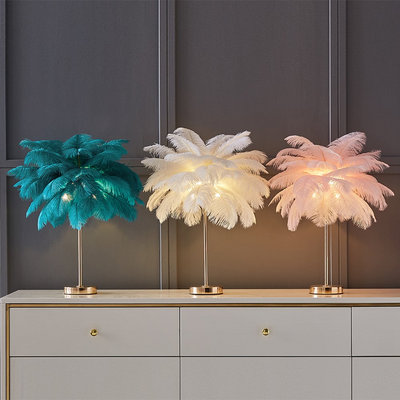 Aurelia Glow Gilded Art Deco Feather Table Lamp Warm Ambient Light - OpalDwell