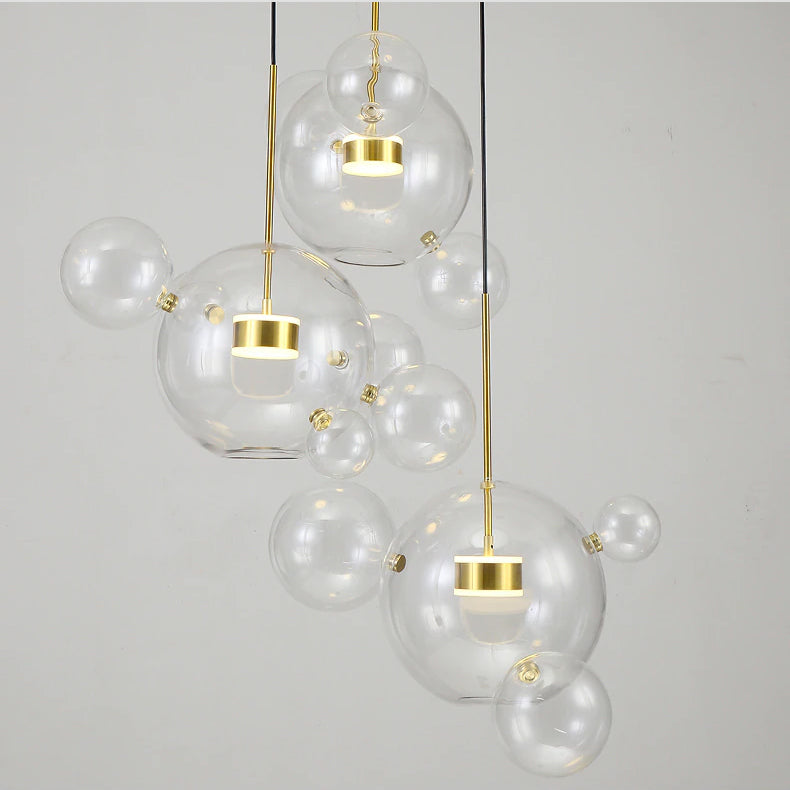 Nordic Snowball Glass Chandelier With Matte Or Clear Orbs - OpalDwell