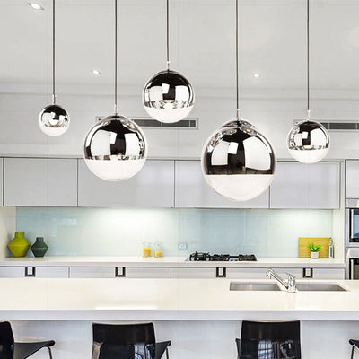 LumaOrb Glass Pendant Light Silver and Clear Spheres OpalDwell