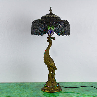 Aurena Tiffany-Style Table Lamp With Colorful Dome Shade - OpalDwell
