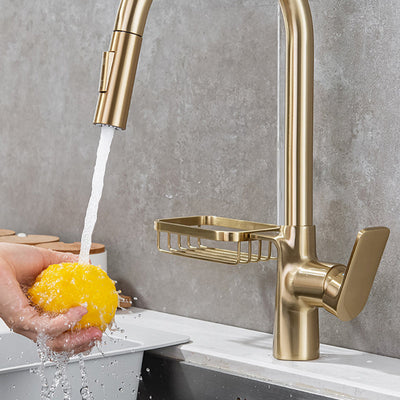 Single-Lever Kitchen Faucet With Pull-Down Sprayer, Hot And Cold | OpalDwell OpalDwell