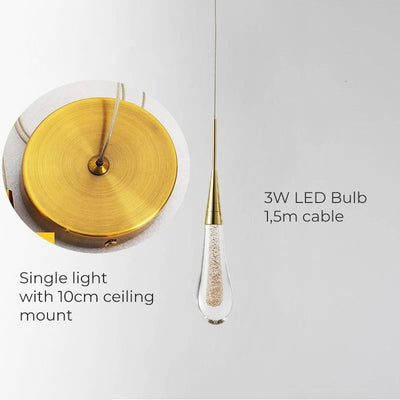 DrizzleDrop Pendant Light by Luneo with LED Drops Ambient OpalDwell