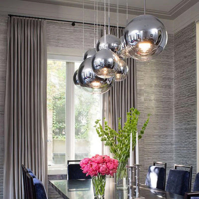 LumaOrb Glass Pendant Light Silver and Clear Spheres OpalDwell