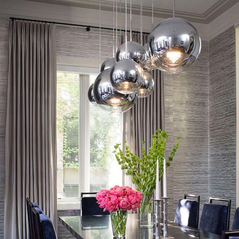 LumaOrb Glass Pendant Light Silver and Clear Spheres OpalDwell