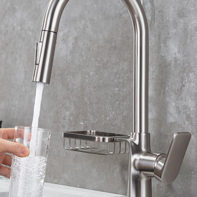 Single-Lever Kitchen Faucet With Pull-Down Sprayer, Hot And Cold | OpalDwell OpalDwell