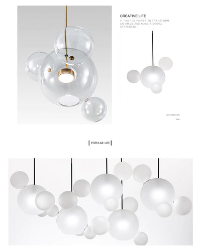 Nordic Snowball Glass Chandelier With Matte Or Clear Orbs - OpalDwell