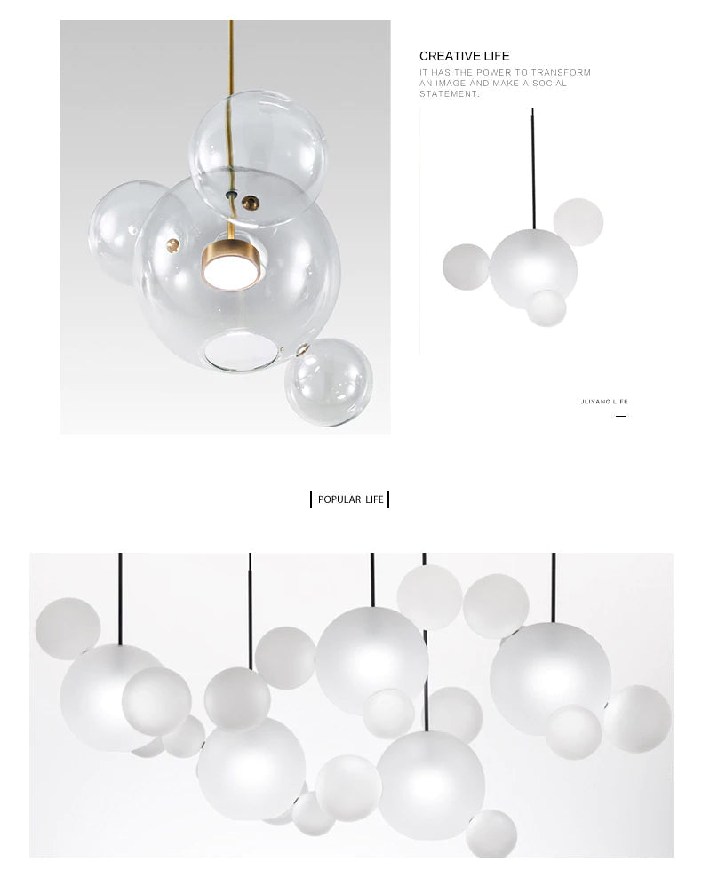 Nordic Snowball Glass Chandelier With Matte Or Clear Orbs - OpalDwell
