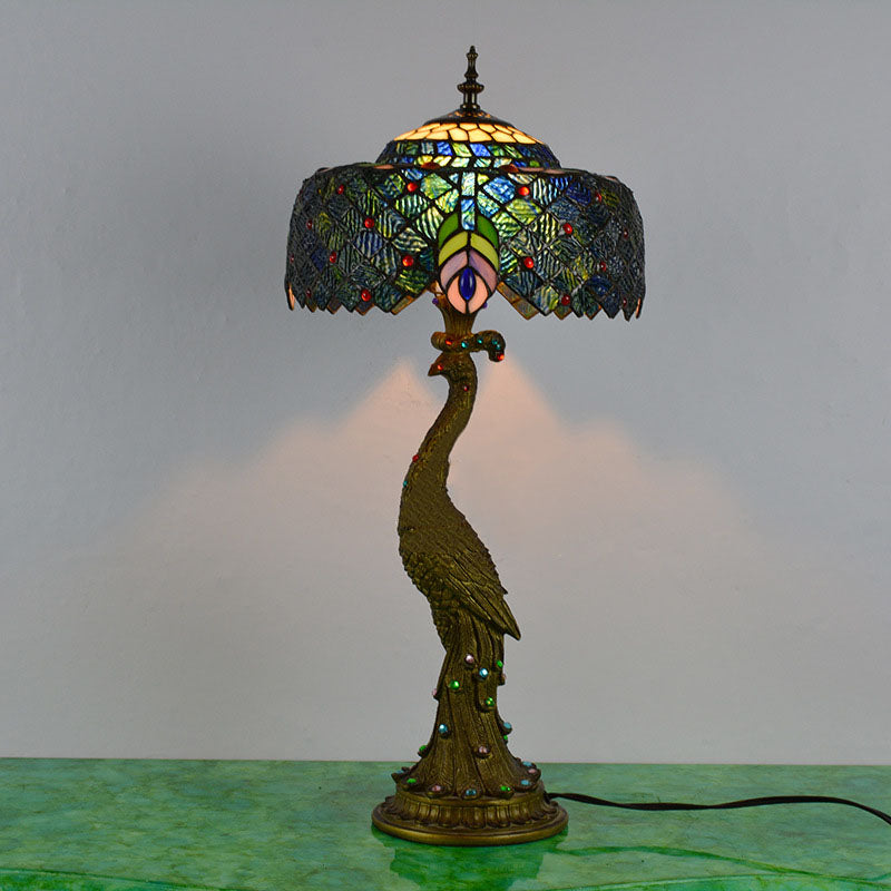 Aurena Tiffany-Style Table Lamp With Colorful Dome Shade - OpalDwell