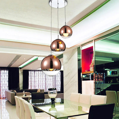 LumaOrb Glass Pendant Light Silver and Clear Spheres OpalDwell
