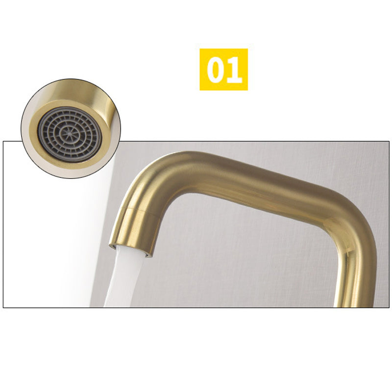 Brushed Gold Widespread Waterfall Faucet for Three-Hole Bathroom Sink | OpalDwell OpalDwell