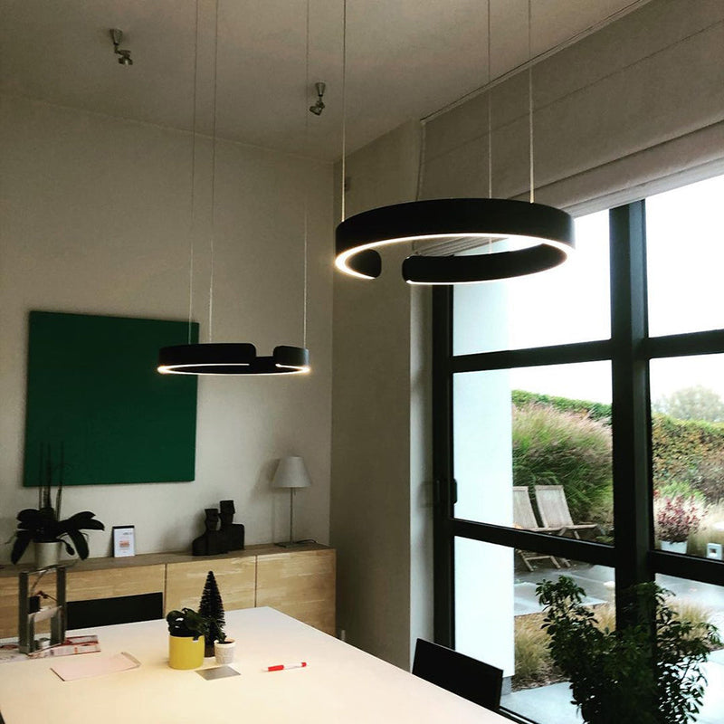 LyraHalo Round LED Pendant Light With Metal Construction For Living And Dining OpalDwell