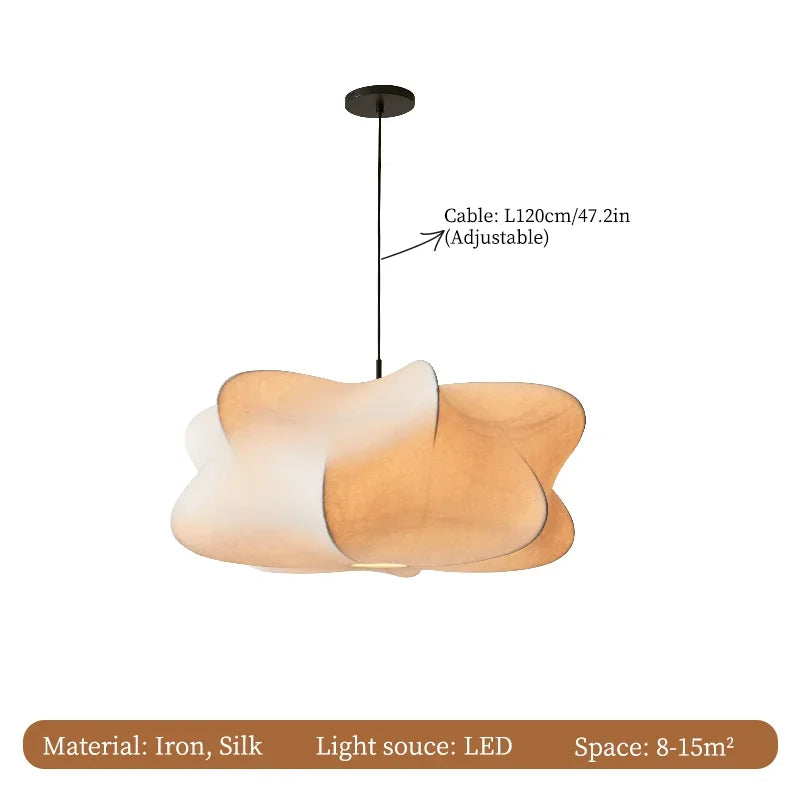 Kinora Silk Linen Pendant Light With Wabi Sabi Minimalist Calm Ambience OpalDwell