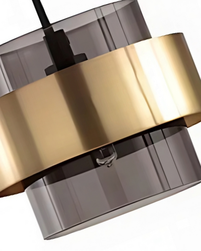 Solara Gold Glass Pendant Light with Industrial Edge - OpalDwell