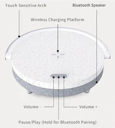 LumaNova 4 In 1 Bedside Lamp With Wireless Charging And Bluetooth Speaker - OpalDwell