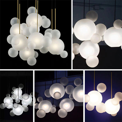 Nordic Snowball Glass Chandelier With Matte Or Clear Orbs - OpalDwell